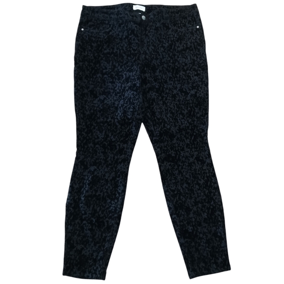 Calvin Klein Womens Jeans Textured Flocked Velour Black Size 14 Holidays - Picture 1 of 5